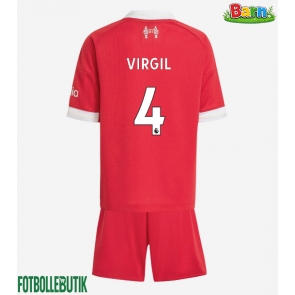 Liverpool Virgil van Dijk #4 Hemmaställ Barn 2025-26 Kortärmad (+ Korta byxor)